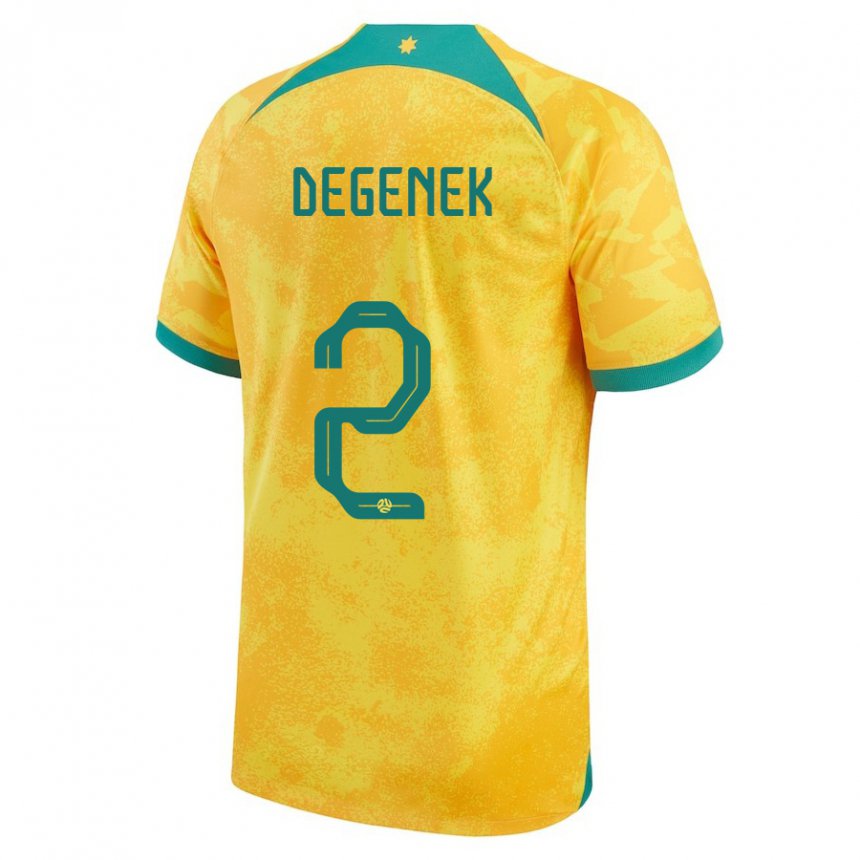 Niño Camiseta Australia Milos Degenek #2 Dorado 1ª Equipación 22-24 La Camisa México