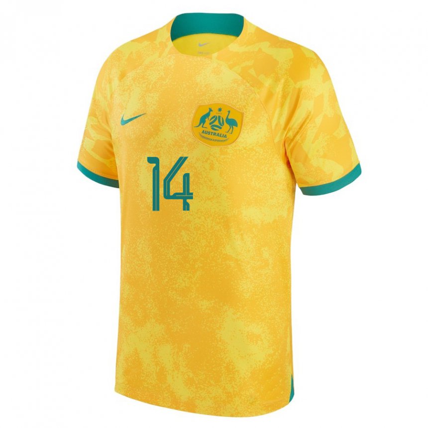 Niño Camiseta Australia Riley Mcgree #14 Dorado 1ª Equipación 22-24 La Camisa México