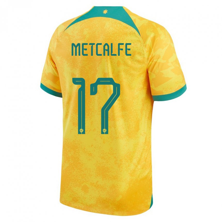 Niño Camiseta Australia Connor Metcalfe #17 Dorado 1ª Equipación 22-24 La Camisa México