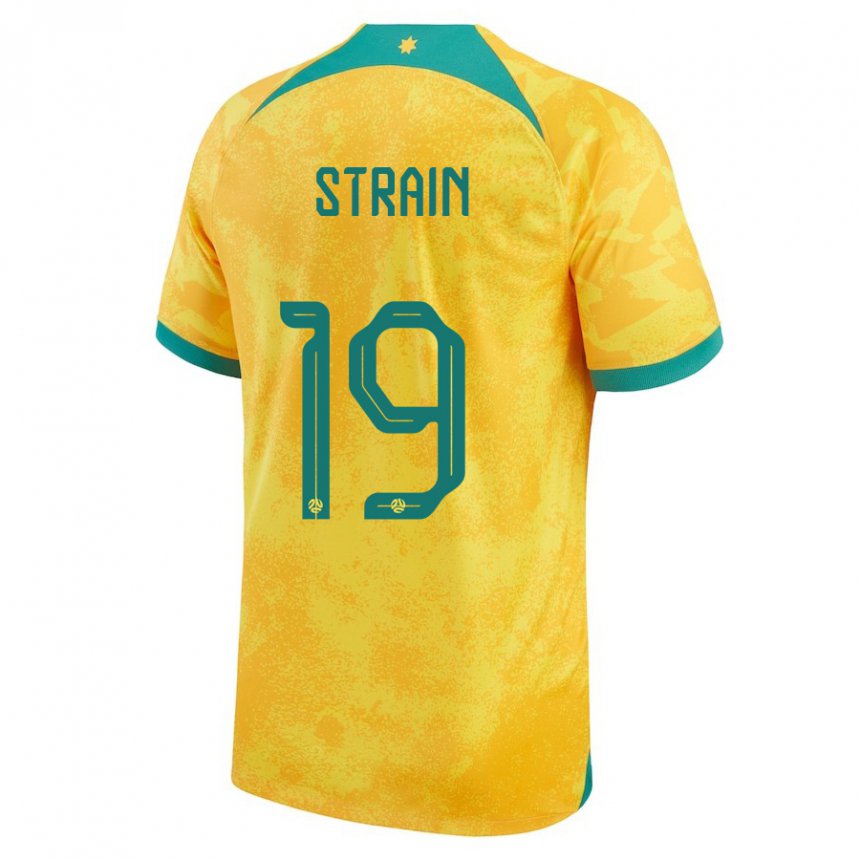 Niño Camiseta Australia Ryan Strain #19 Dorado 1ª Equipación 22-24 La Camisa México