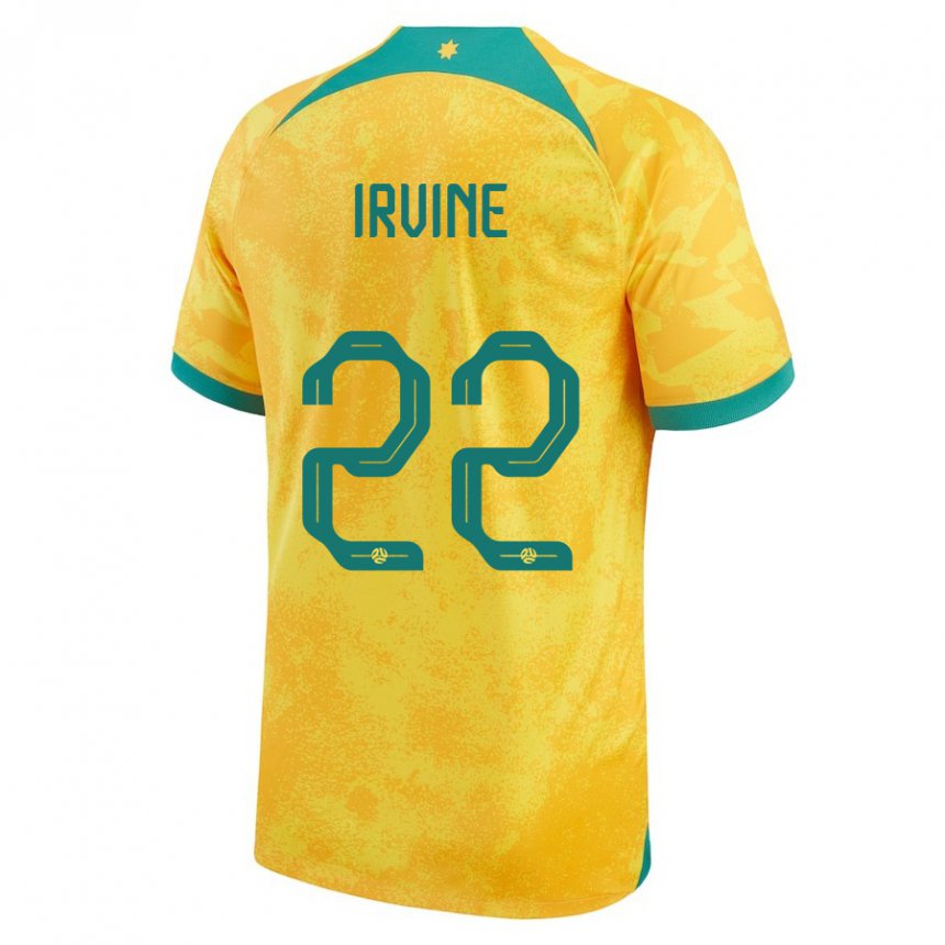 Niño Camiseta Australia Jackson Irvine #22 Dorado 1ª Equipación 22-24 La Camisa México