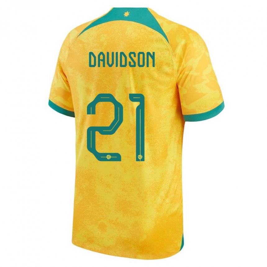 Niño Camiseta Australia Jason Davidson #21 Dorado 1ª Equipación 22-24 La Camisa México