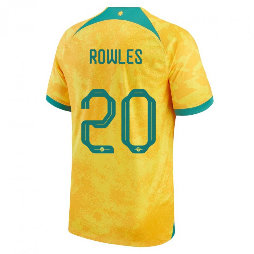 Niño Camiseta Australia Kye Rowles #20 Dorado 1ª Equipación 22-24 La Camisa México