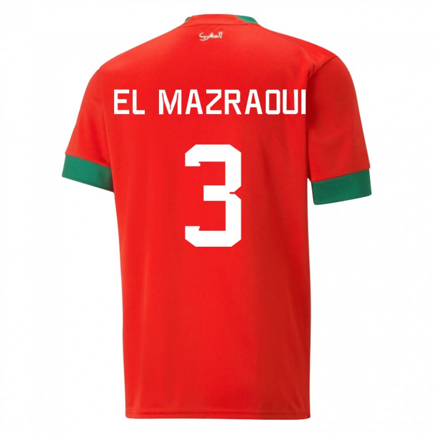 Niño Camiseta Marruecos Noussair El Mazraoui #3 Rojo 1ª Equipación 22-24 La Camisa México