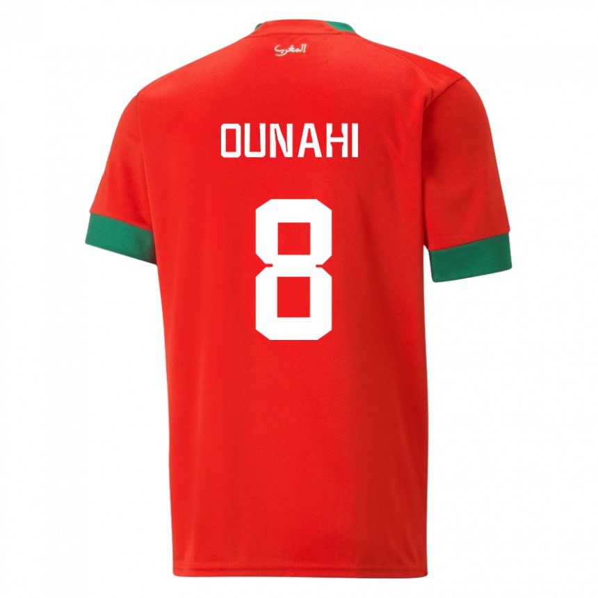 Niño Camiseta Marruecos Azzeddine Ounahi #8 Rojo 1ª Equipación 22-24 La Camisa México