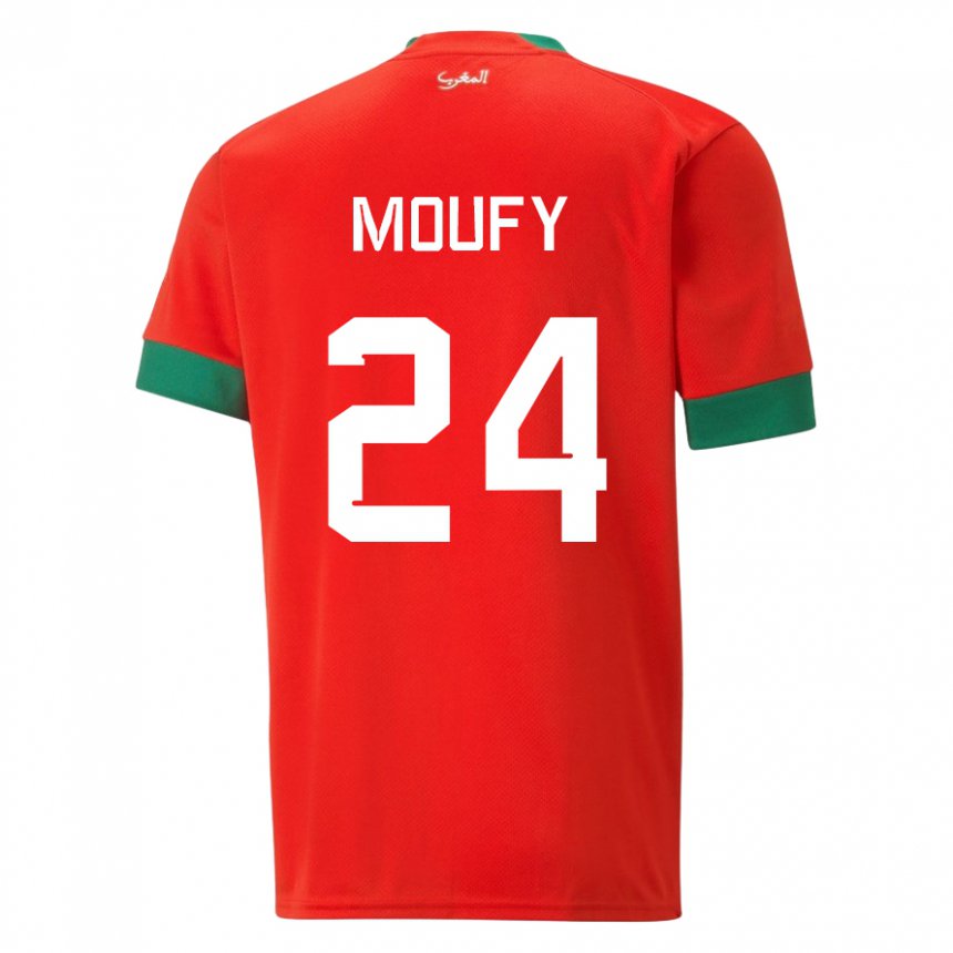 Niño Camiseta Marruecos Fahd Moufy #24 Rojo 1ª Equipación 22-24 La Camisa México