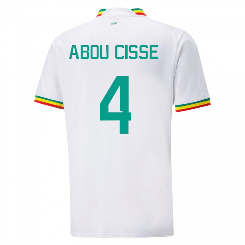 Niño Camiseta Senegal Pape Abou Cisse #4 Blanco 1ª Equipación 22-24 La Camisa México