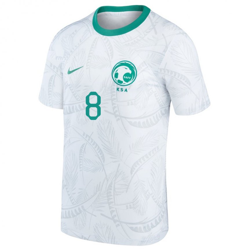 Niño Camiseta Arabia Saudita Ahmed Bamasud #8 Blanco 1ª Equipación 22-24 La Camisa México