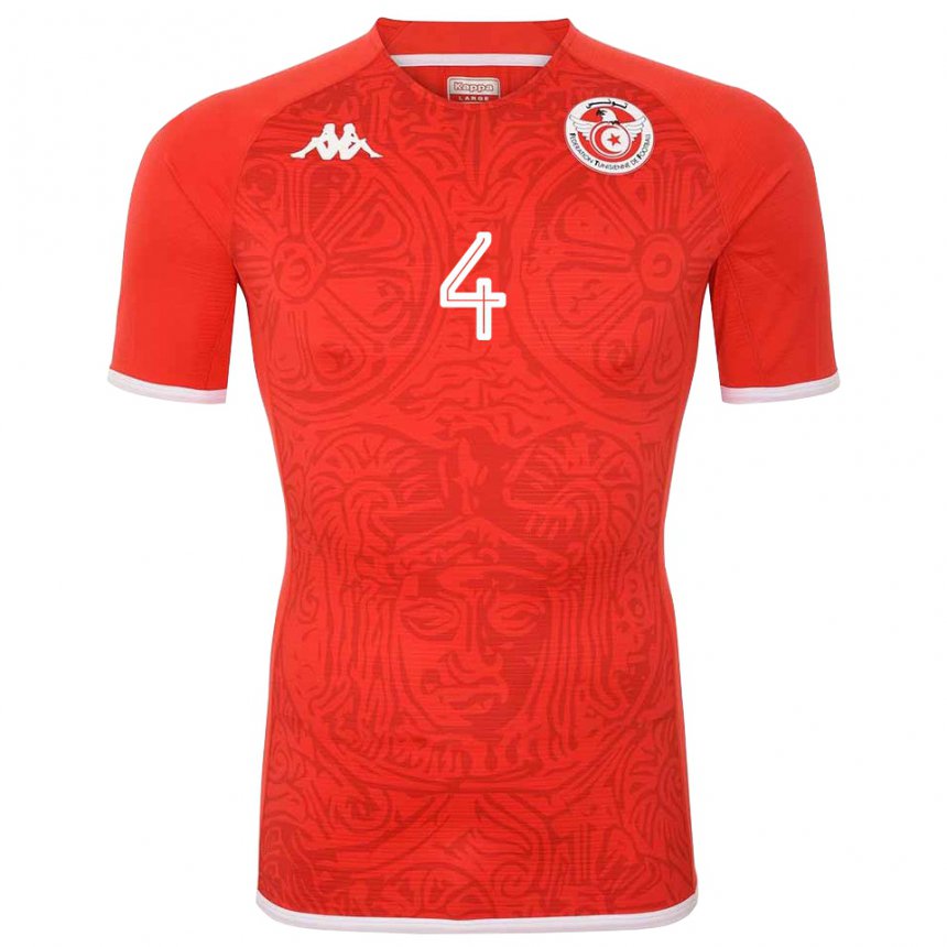 Niño Camiseta Túnez Ali Abdi #4 Rojo 1ª Equipación 22-24 La Camisa México