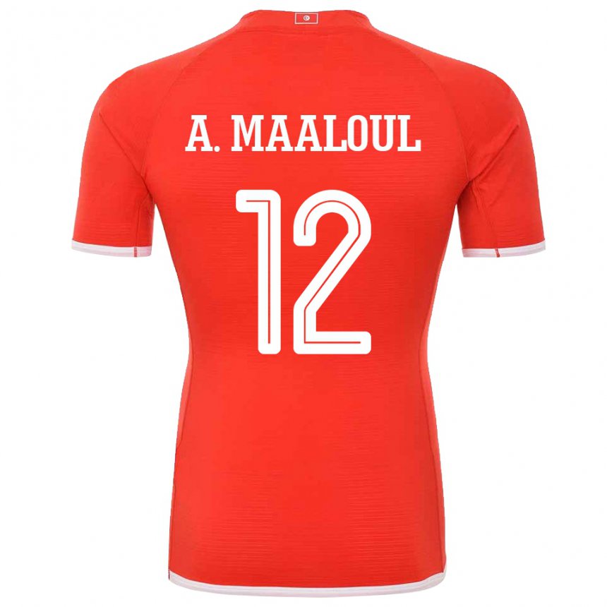 Niño Camiseta Túnez Ali Maaloul #12 Rojo 1ª Equipación 22-24 La Camisa México