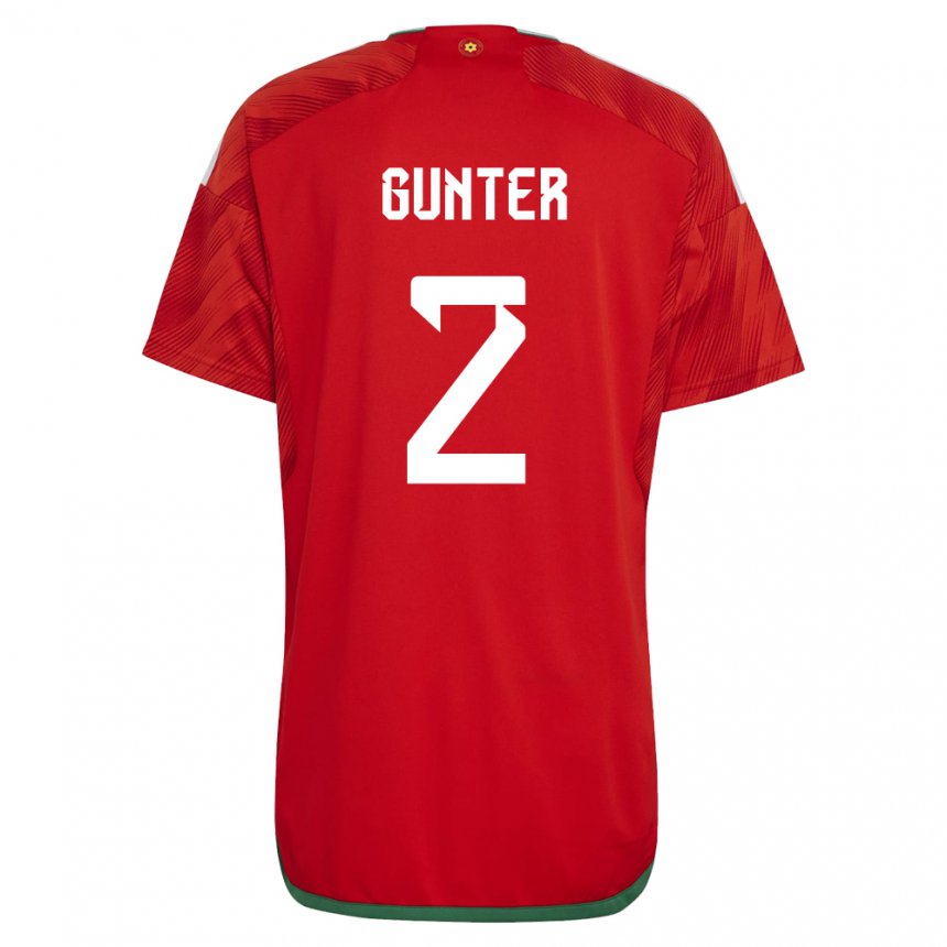 Niño Camiseta Gales Chris Gunter #2 Rojo 1ª Equipación 22-24 La Camisa México