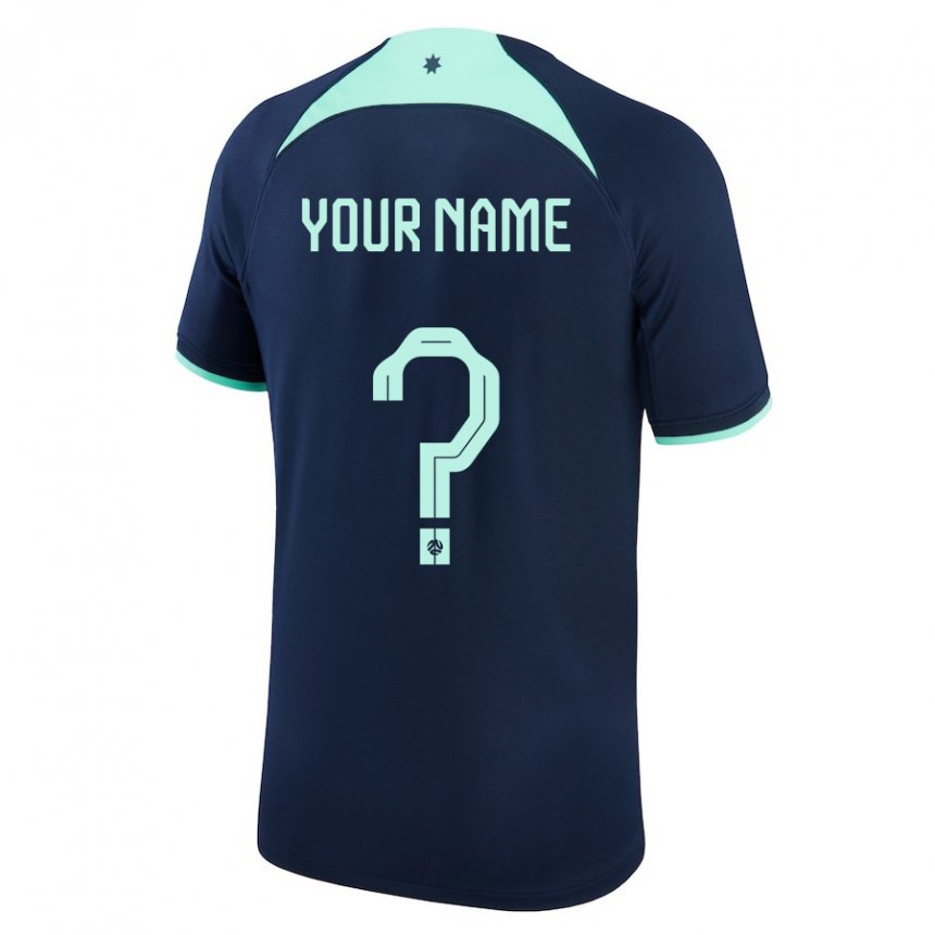 Niño Camiseta Australia Su Nombre #0 Azul Oscuro 2ª Equipación 22-24 La Camisa México