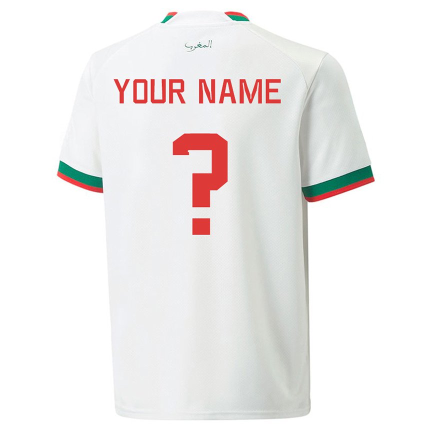 Niño Camiseta Marruecos Su Nombre #0 Blanco 2ª Equipación 22-24 La Camisa México