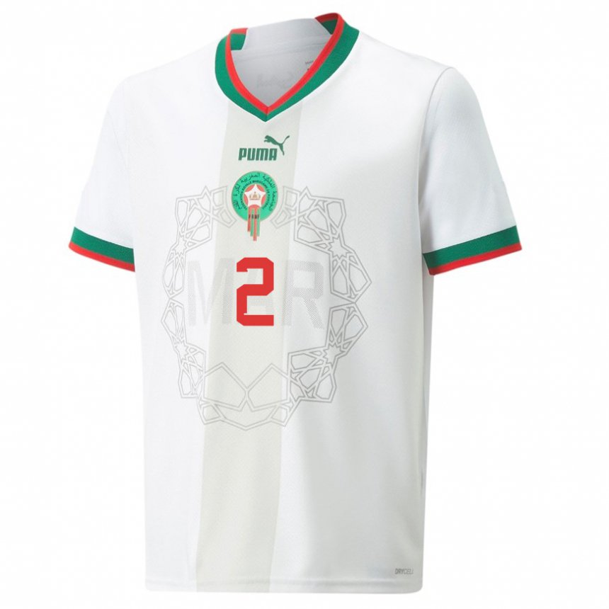 Niño Camiseta Marruecos Achraf Hakimi #2 Blanco 2ª Equipación 22-24 La Camisa México