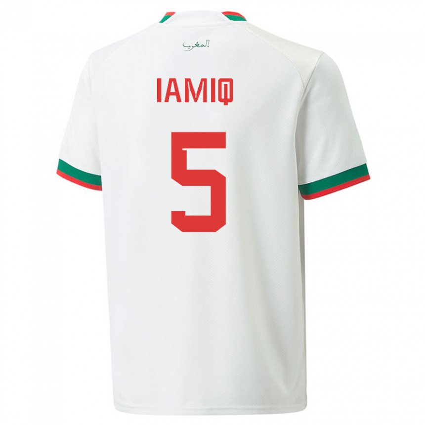 Niño Camiseta Marruecos Jawad Iamiq #5 Blanco 2ª Equipación 22-24 La Camisa México