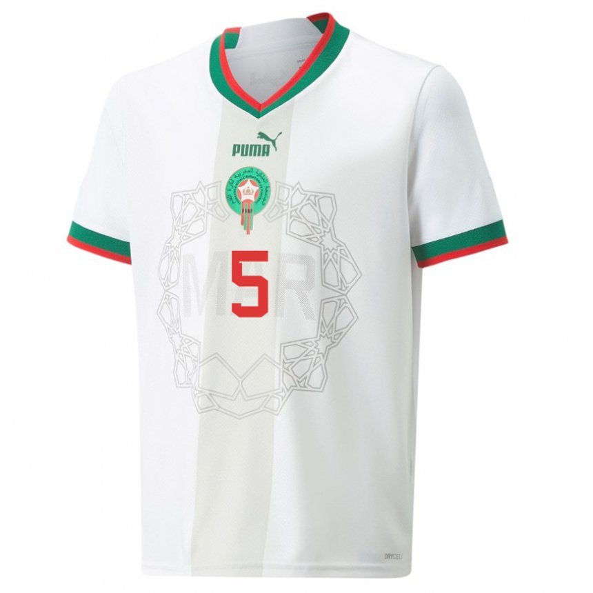 Niño Camiseta Marruecos Jawad Iamiq #5 Blanco 2ª Equipación 22-24 La Camisa México