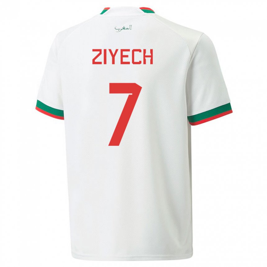 Niño Camiseta Marruecos Hakim Ziyech #7 Blanco 2ª Equipación 22-24 La Camisa México