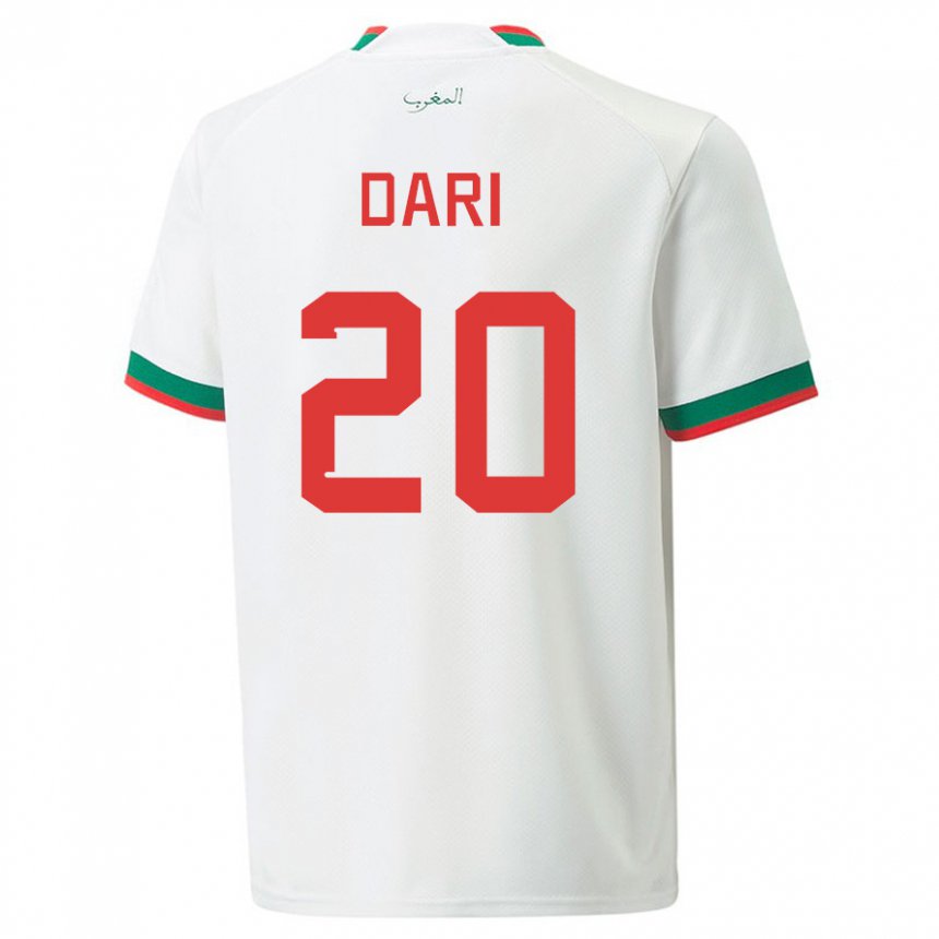 Niño Camiseta Marruecos Achraf Dari #20 Blanco 2ª Equipación 22-24 La Camisa México