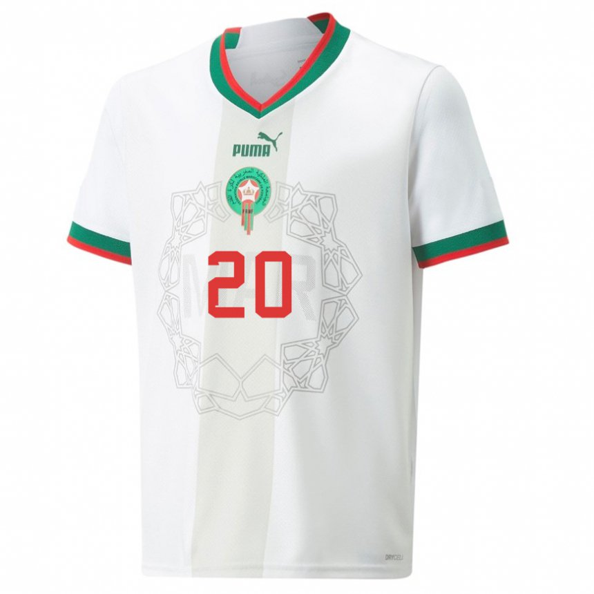 Niño Camiseta Marruecos Achraf Dari #20 Blanco 2ª Equipación 22-24 La Camisa México