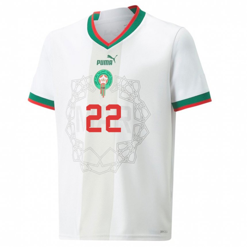 Niño Camiseta Marruecos Anas Zniti #22 Blanco 2ª Equipación 22-24 La Camisa México