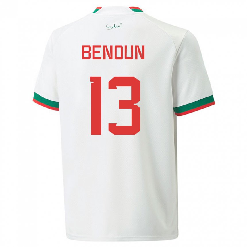 Niño Camiseta Marruecos Badr Benoun #13 Blanco 2ª Equipación 22-24 La Camisa México