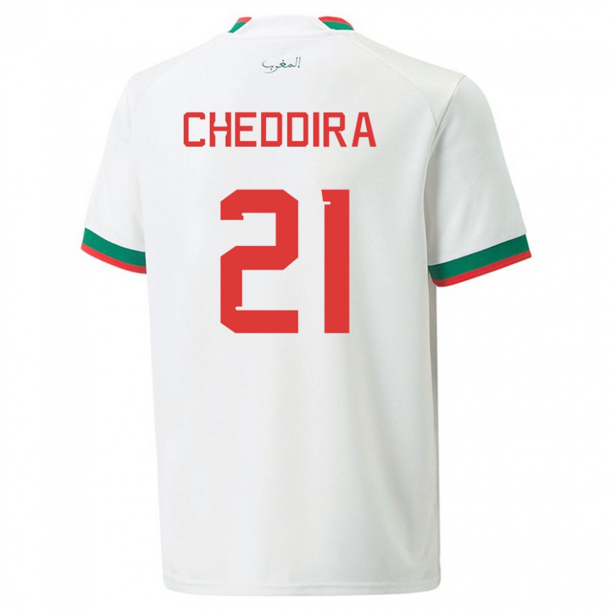 Niño Camiseta Marruecos Walid Cheddira #21 Blanco 2ª Equipación 22-24 La Camisa México