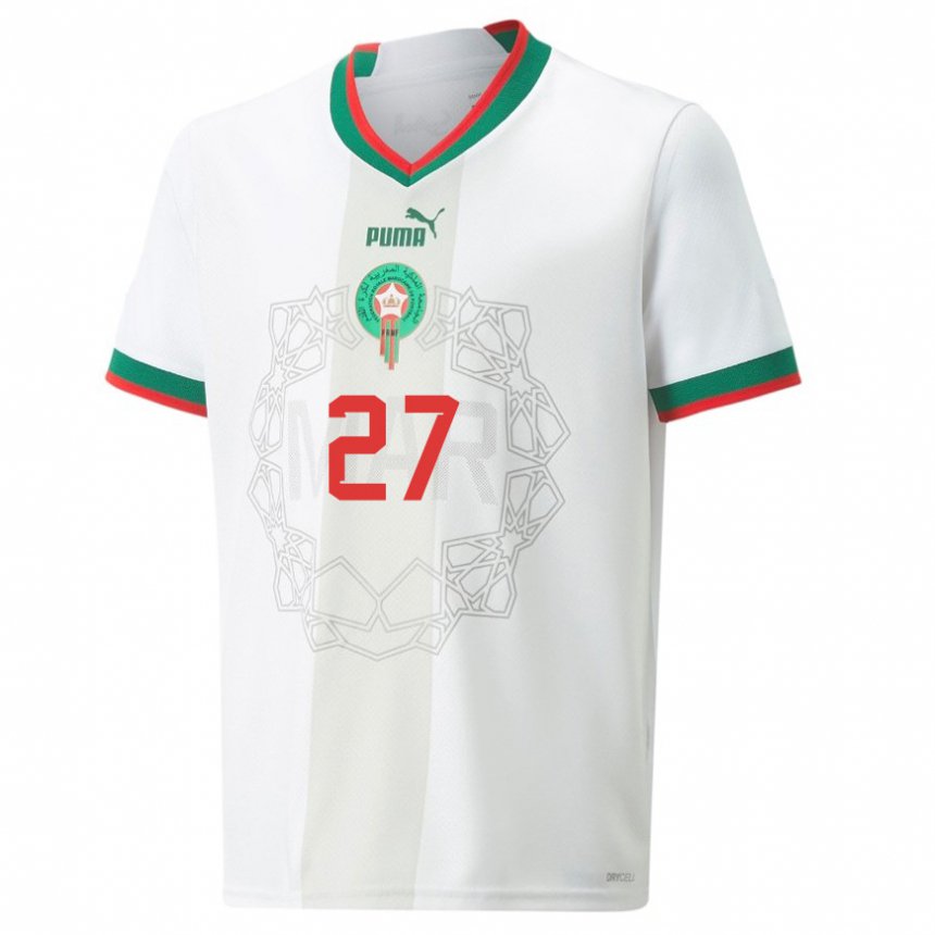 Niño Camiseta Marruecos Soufiane Rahimi #27 Blanco 2ª Equipación 22-24 La Camisa México