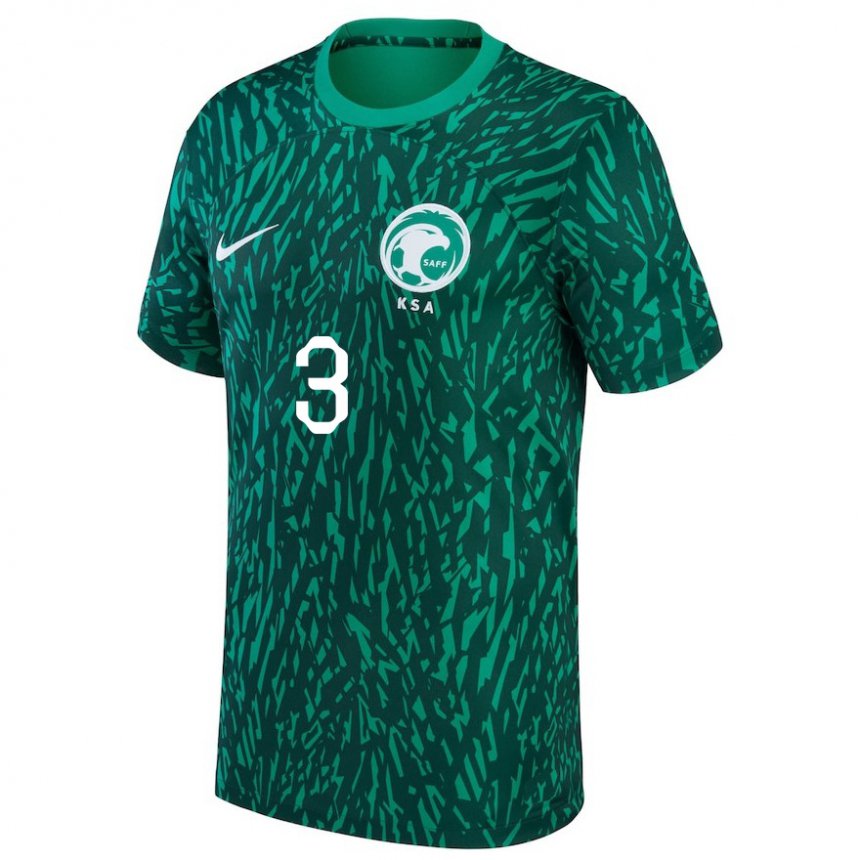 Niño Camiseta Arabia Saudita Abdullah Madu #3 Verde Oscuro 2ª Equipación 22-24 La Camisa México