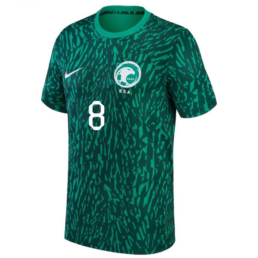 Niño Camiseta Arabia Saudita Ahmed Bamasud #8 Verde Oscuro 2ª Equipación 22-24 La Camisa México