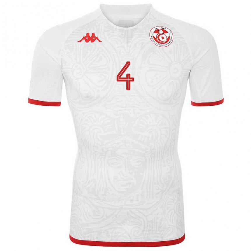 Niño Camiseta Túnez Ali Abdi #4 Blanco 2ª Equipación 22-24 La Camisa México