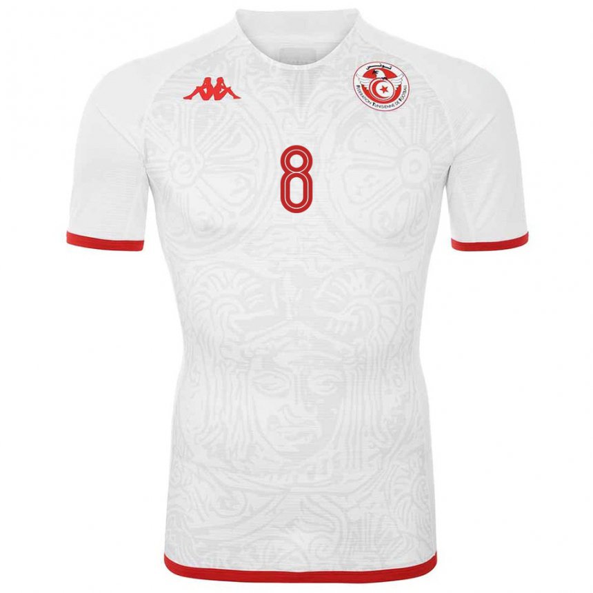 Niño Camiseta Túnez Saif Eddine Khaoui #8 Blanco 2ª Equipación 22-24 La Camisa México