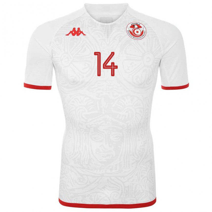 Niño Camiseta Túnez Hannibal Mejbri #14 Blanco 2ª Equipación 22-24 La Camisa México