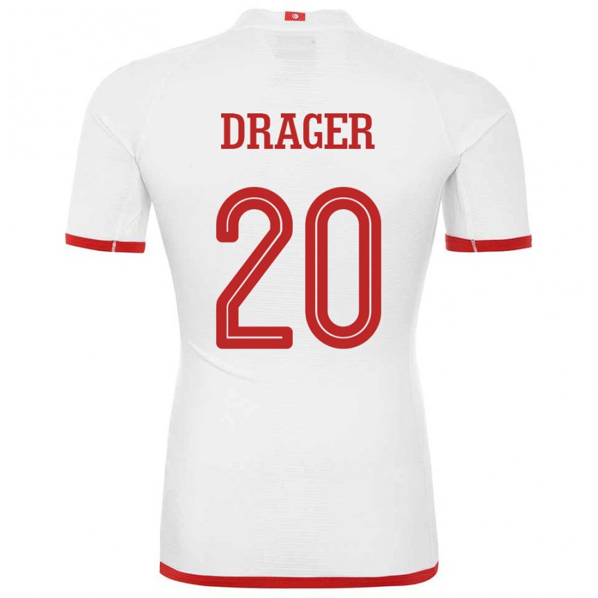 Niño Camiseta Túnez Mohamed Drager #20 Blanco 2ª Equipación 22-24 La Camisa México