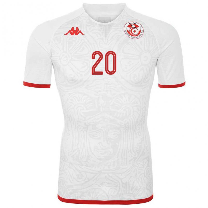 Niño Camiseta Túnez Mohamed Drager #20 Blanco 2ª Equipación 22-24 La Camisa México