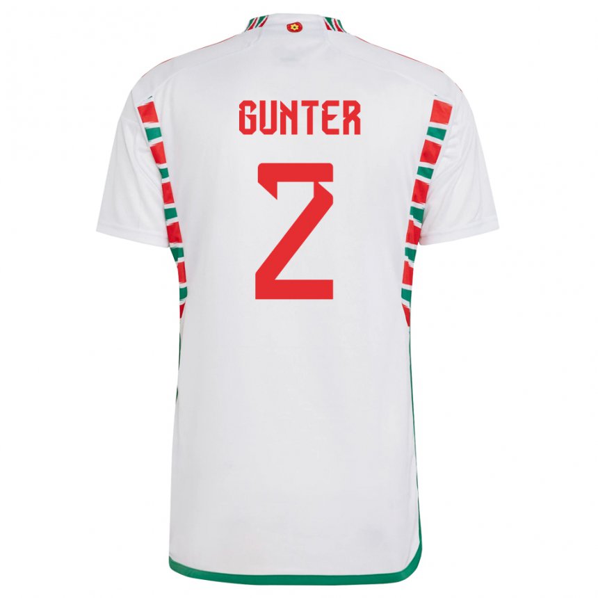 Niño Camiseta Gales Chris Gunter #2 Blanco 2ª Equipación 22-24 La Camisa México