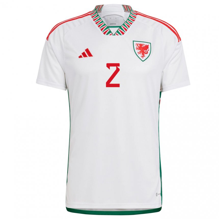 Niño Camiseta Gales Chris Gunter #2 Blanco 2ª Equipación 22-24 La Camisa México