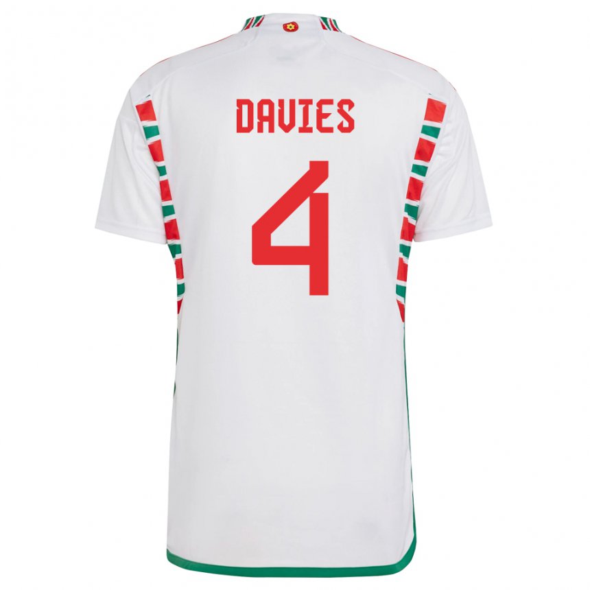 Niño Camiseta Gales Ben Davies #4 Blanco 2ª Equipación 22-24 La Camisa México