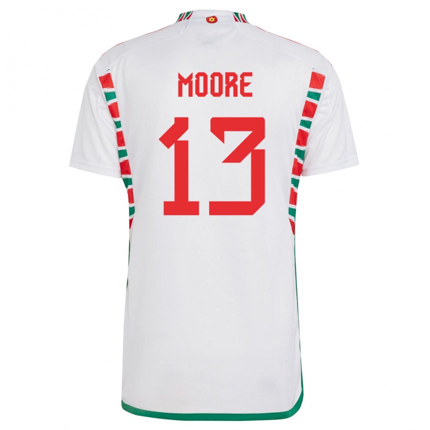 Niño Camiseta Gales Kieffer Moore #13 Blanco 2ª Equipación 22-24 La Camisa México