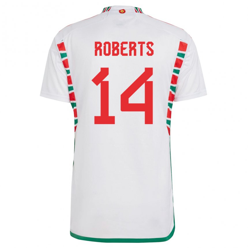 Niño Camiseta Gales Connor Roberts #14 Blanco 2ª Equipación 22-24 La Camisa México