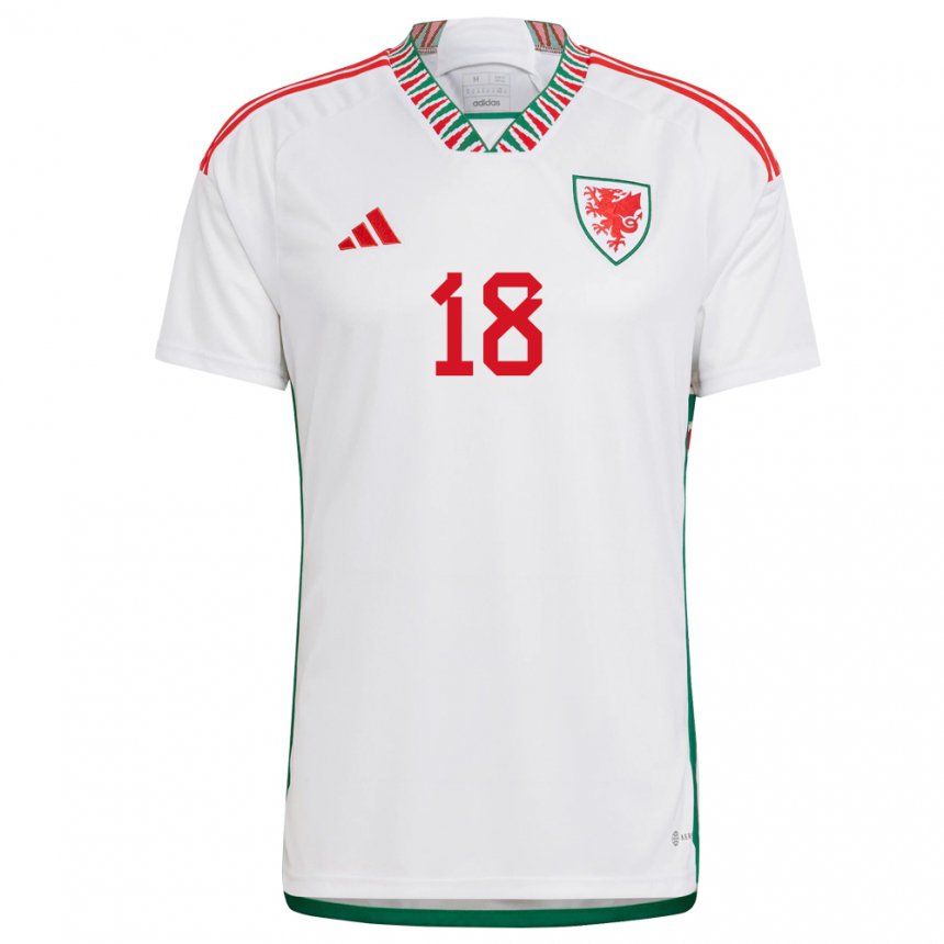 Niño Camiseta Gales Jonathan Williams #18 Blanco 2ª Equipación 22-24 La Camisa México