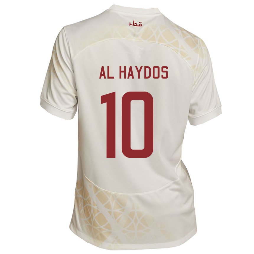 Niño Camiseta Catar Hasan Al Haydos #10 Beis Dorado 2ª Equipación 22-24 La Camisa México