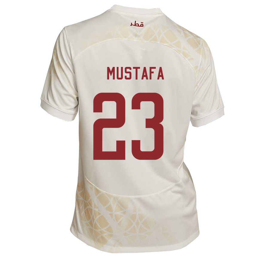 Niño Camiseta Catar Mustafa Mashaal #23 Beis Dorado 2ª Equipación 22-24 La Camisa México