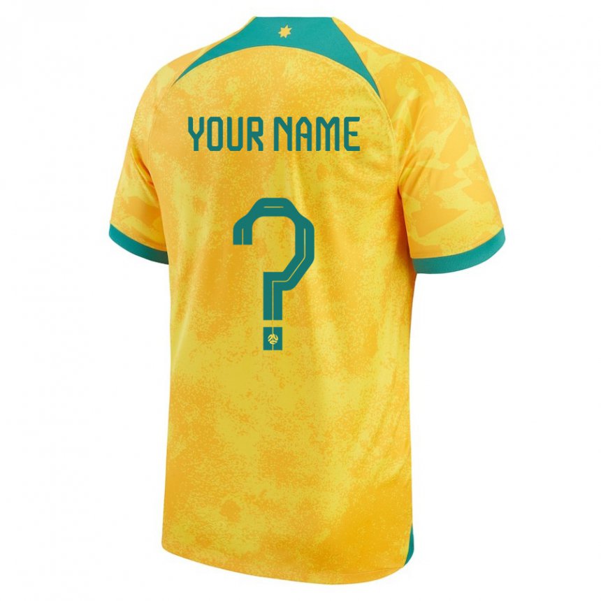 Hombre Camiseta Australia Su Nombre #0 Dorado 1ª Equipación 22-24 La Camisa México