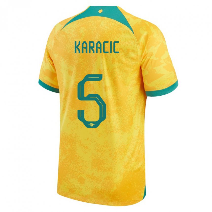 Hombre Camiseta Australia Fran Karacic #5 Dorado 1ª Equipación 22-24 La Camisa México