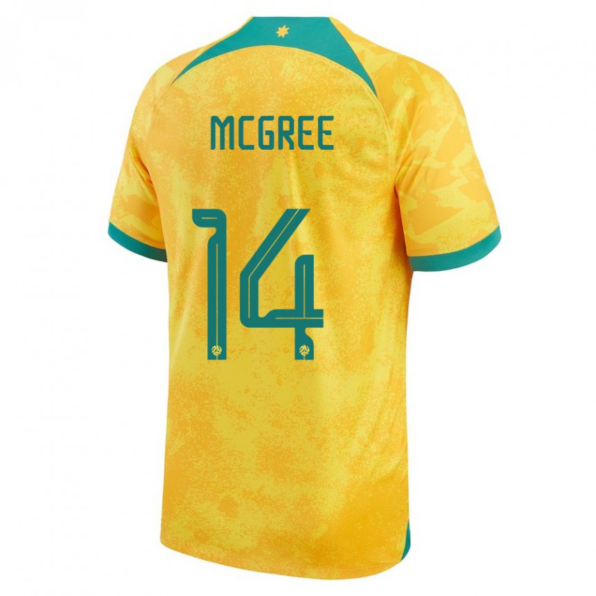 Hombre Camiseta Australia Riley Mcgree #14 Dorado 1ª Equipación 22-24 La Camisa México