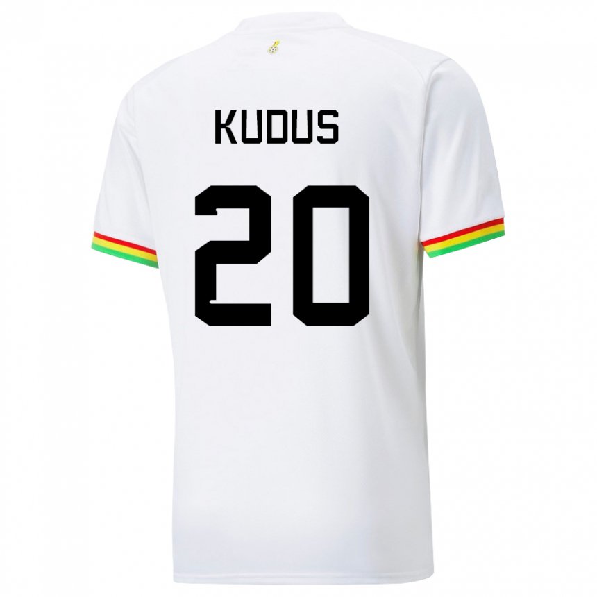Hombre Camiseta Ghana Mohammed Kudus #20 Blanco 1ª Equipación 22-24 La Camisa México