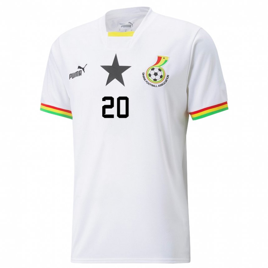 Hombre Camiseta Ghana Mohammed Kudus #20 Blanco 1ª Equipación 22-24 La Camisa México