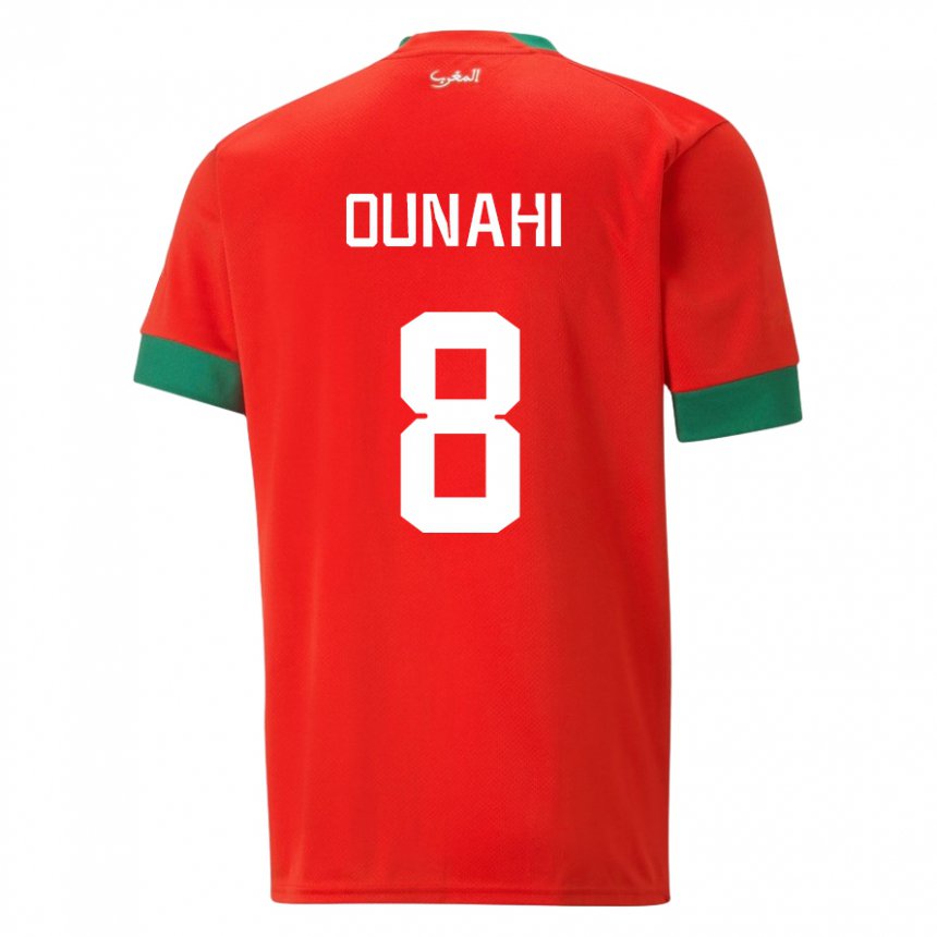 Hombre Camiseta Marruecos Azzeddine Ounahi #8 Rojo 1ª Equipación 22-24 La Camisa México