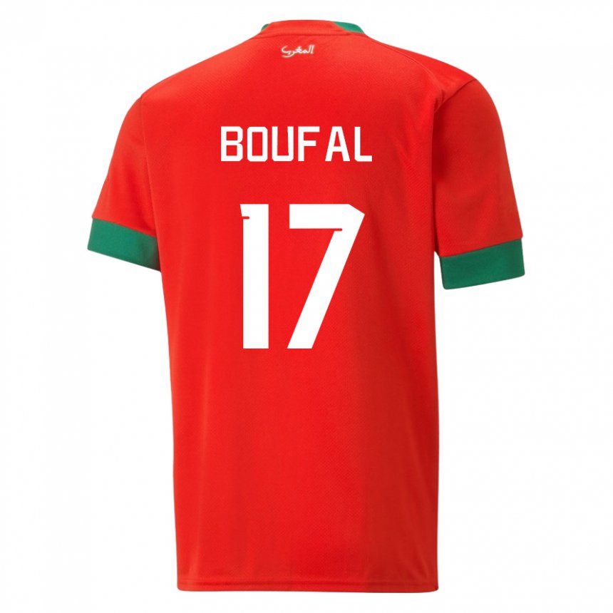 Hombre Camiseta Marruecos Sofiane Boufal #17 Rojo 1ª Equipación 22-24 La Camisa México