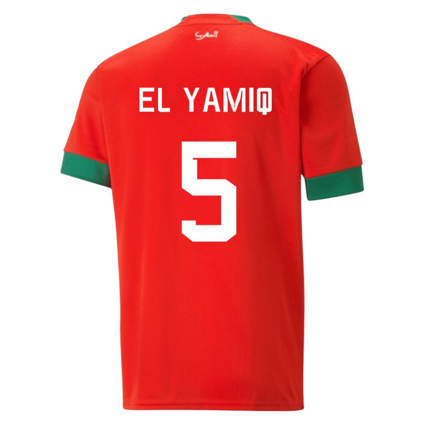 Hombre Camiseta Marruecos Jawad El Yamiq #5 Rojo 1ª Equipación 22-24 La Camisa México